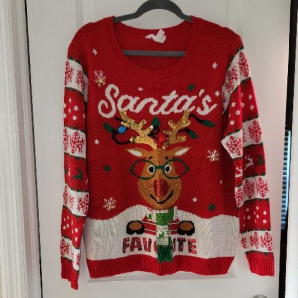 No Boundaries Sweaters - Ugly Christmas Sweater Red featuring a reindeer